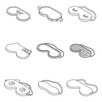 Sleeping mask icons set vector outine