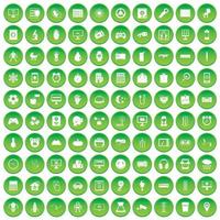 100 app icons set green circle vector