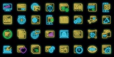 Browser icons set vector neon