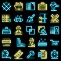 Tiler icons set vector neon