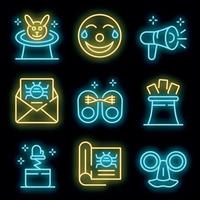 Hoax icons set vector neon