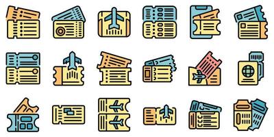 Airline tickets icons set vector flat