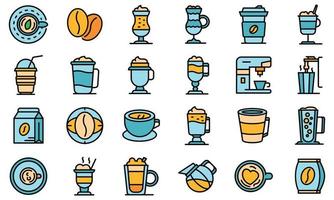 conjunto de iconos de café con leche vector plano