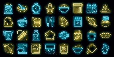 Dough icons set vector neon