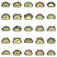 Tacos icons set vector flat