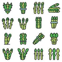 Asparagus icons set vector flat