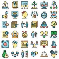 Contribute work icons set vector flat