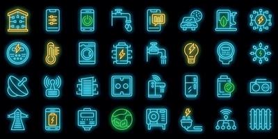 Smart consumption icons set vector neon