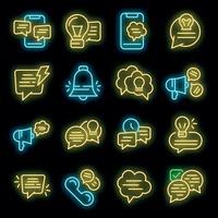 Tips icons set vector neon