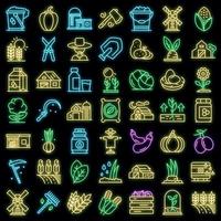 Eco farming icons set vector neon