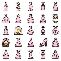 Wedding dress icons set vector flat