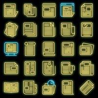 Newspaper icons set vector neon