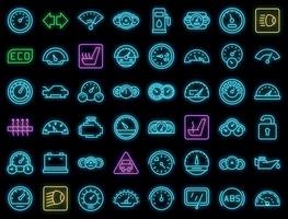 Car dashboard icons set vector neon