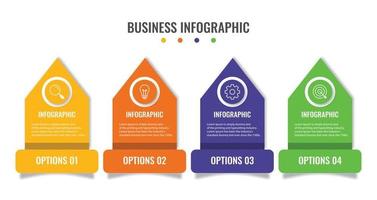 Business data visualization. Process chart. Elements of graph, diagram with 4 steps, options, parts or processes