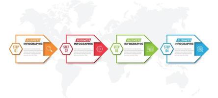 Business data visualization. Process chart. Elements of graph, diagram with 4 steps, options, parts or processes vector