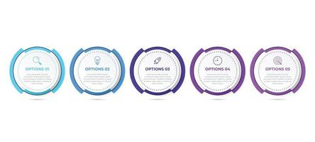 Business process infographic template. Thin line design with numbers 5 options or steps. Vector illustration graphic design