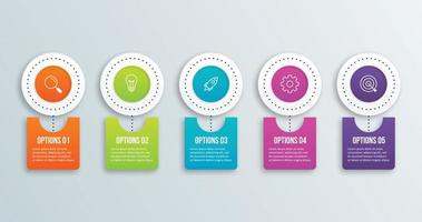 Business process infographic template. Thin line design with numbers 5 options or steps. Vector illustration graphic design