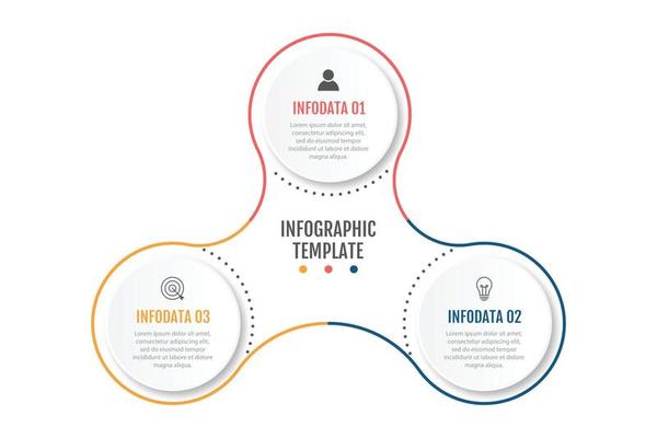 Business infographics. Circle with 3 parts, steps. Vector template.
