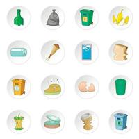 Garbage items icons set vector