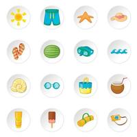 Summer items icons set vector