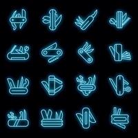 Multitool icons set vector neon