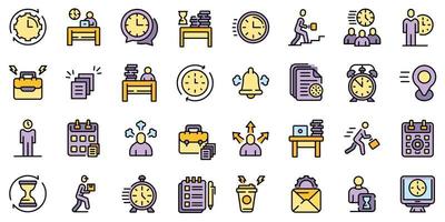 Rush job icons set line color vector