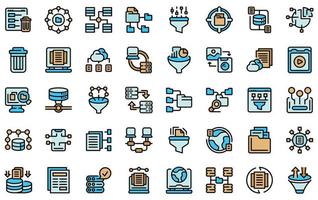 Content filter icons set line color vector