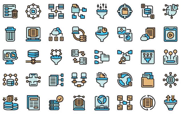 Content filter icons set line color vector