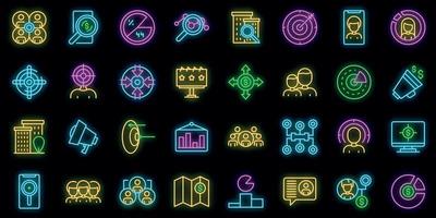 Target audience icons set vector neon