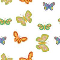 Insects butterflies pattern, cartoon style vector
