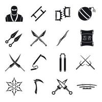 Ninja tools icons set, simple style vector