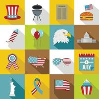 Independence day flag icons set, flat style vector