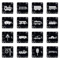 Railway icons set vector