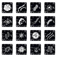 Virus bacteria icons set vector