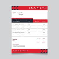 Red corporate business invoice template. Design for Letterhead, Receipt, Invoice, Order form, Proforma. Editable vector template