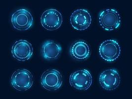 Circle technology elements set. Futuristic hud interface concept.Blue overlay style. vector