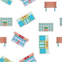 Public building pattern, cartoon style vector