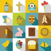 Easter items icons set, flat style vector