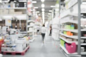 Modern home decor or supermarket department store warehouse aisle abstract blur background photo