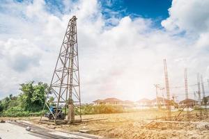 pile driver at construction site photo