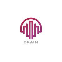 Brain Logo, ,brain combination with half circle flat design logo template, vector illustration
