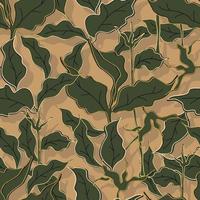 gold outline foliage botanical vector seamless pattern