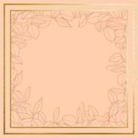 botanical minimalism line art leaves vector frame with golden borders