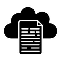 Cloud Document Glyph Icon vector