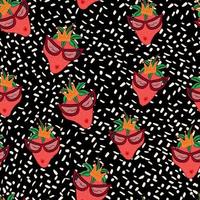 strawberries with dots abstract blots vector seamless pattern