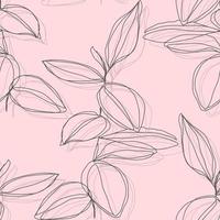 minimalism line art foliage vector seamless pattern