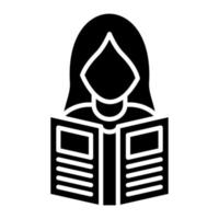 Women Reading Book Glyph Icon vector