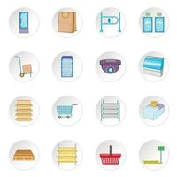 Supermarket icons set vector