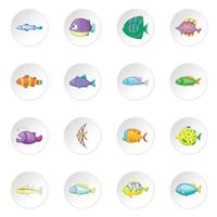 conjunto de iconos de peces diferentes vector