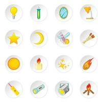 Sources of light icons set vector